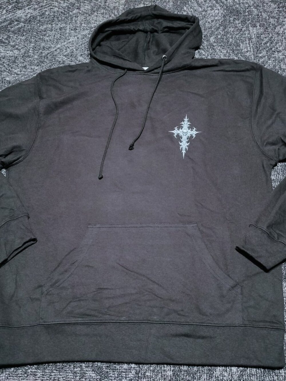 Skull Gothic Goth Cross Black Pullover Hoodie Cotton Sweatshirt mens XXL NEW - Picture 2 of 8